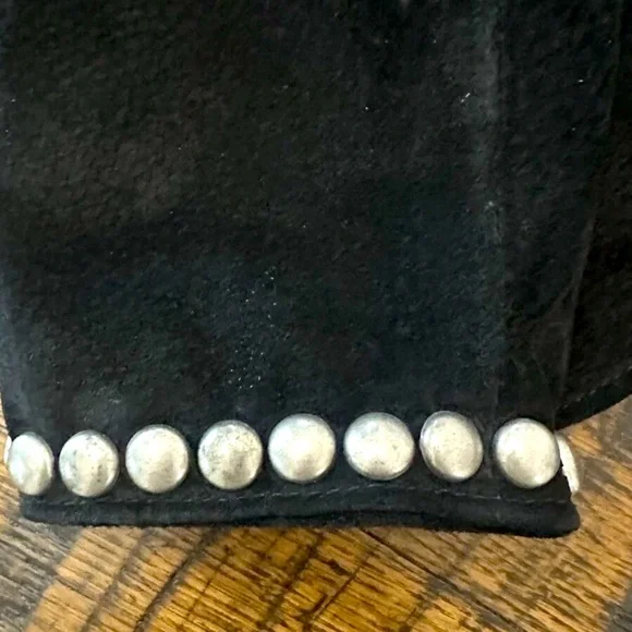 Double D Ranch suede studded jacket silver cross faux with turquoise Rtl $795 S - Picture 3 of 10